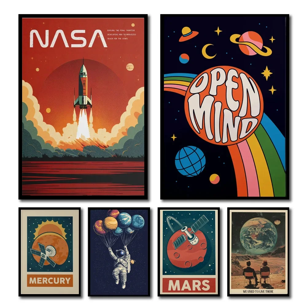 Star Map Poster - 1pc Retro Zonnestelsel Planeet Ruimte Astronaut
